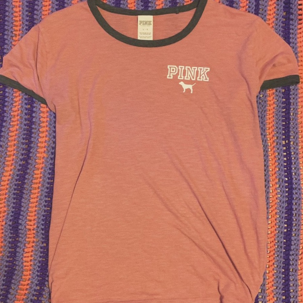 PINK Victoria's Secret Pink and Black Short Sleeve Tee - So Soft!